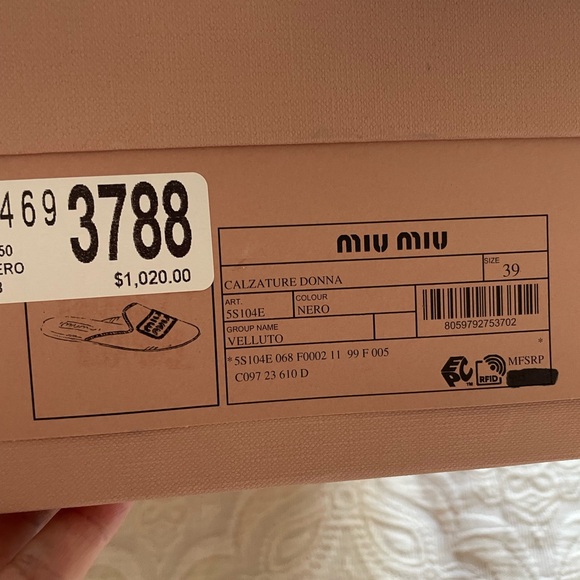 Miu Miu black embroidered velvet mules flats - Picture 5 of 6